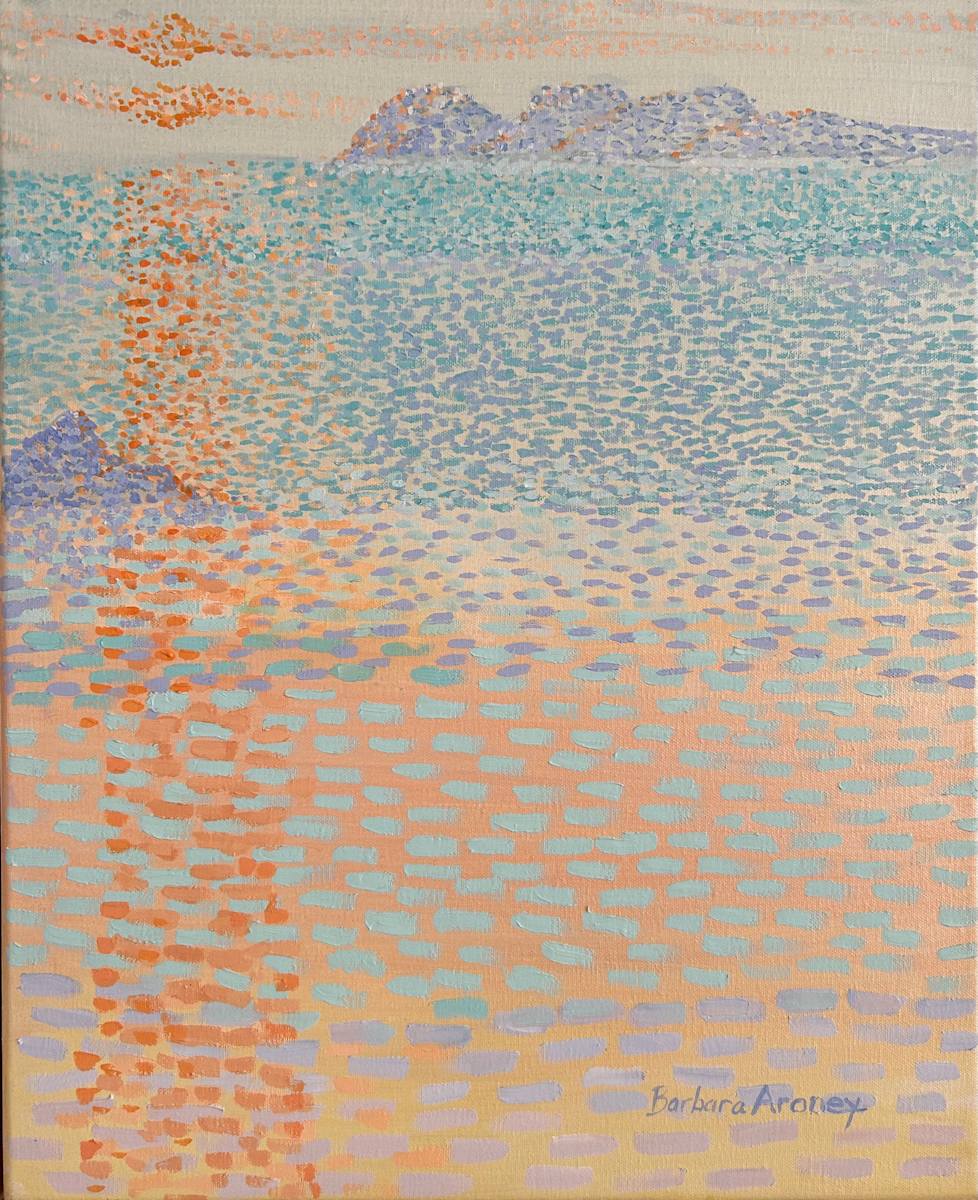 Ocean Sunset by Barbara Aroney  Image: Ocean Sunset, Acrylic and oil on canvas 51x41cm Framed