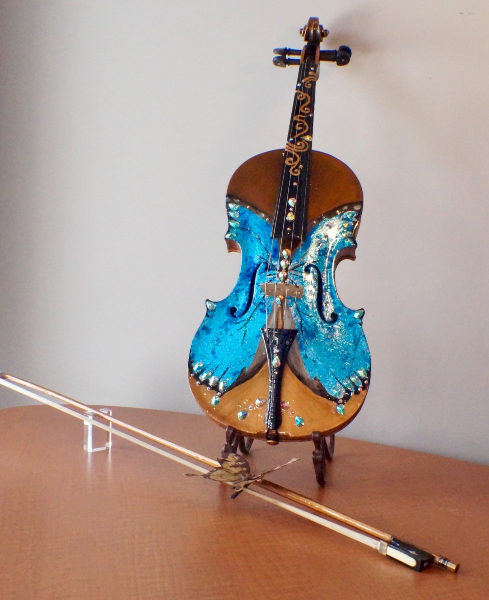 Blue Morpho Reflections on Violin by Louise S Beaulieu 