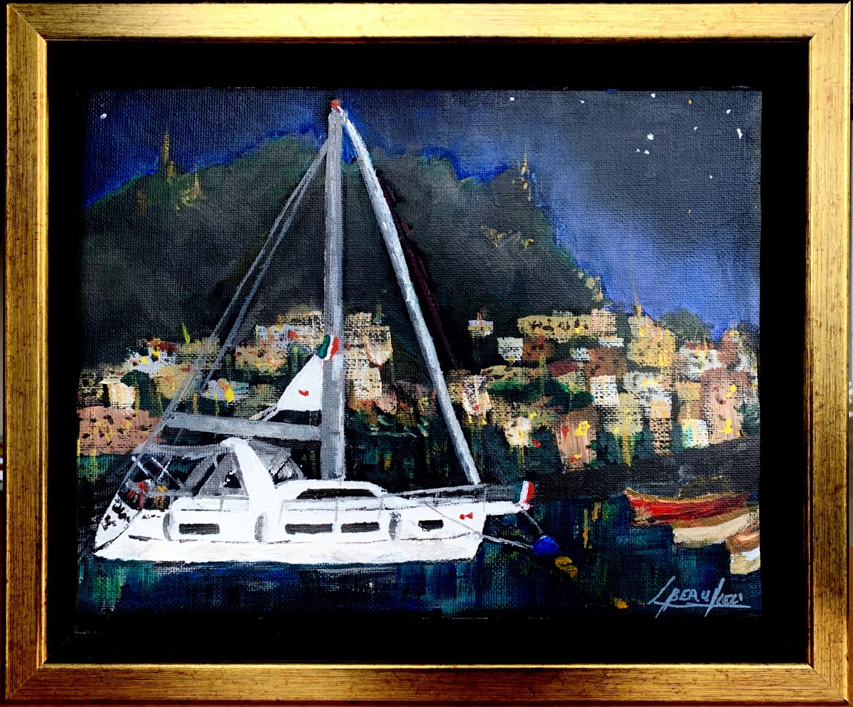 Amalfi Night Harbour by Louise Beaulieu 