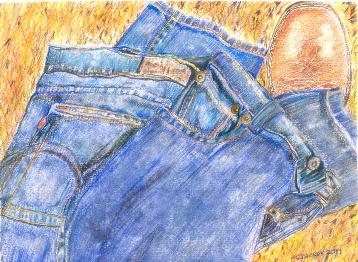 "Blue Denim on Straw" by Candace Hardy, Image 1.