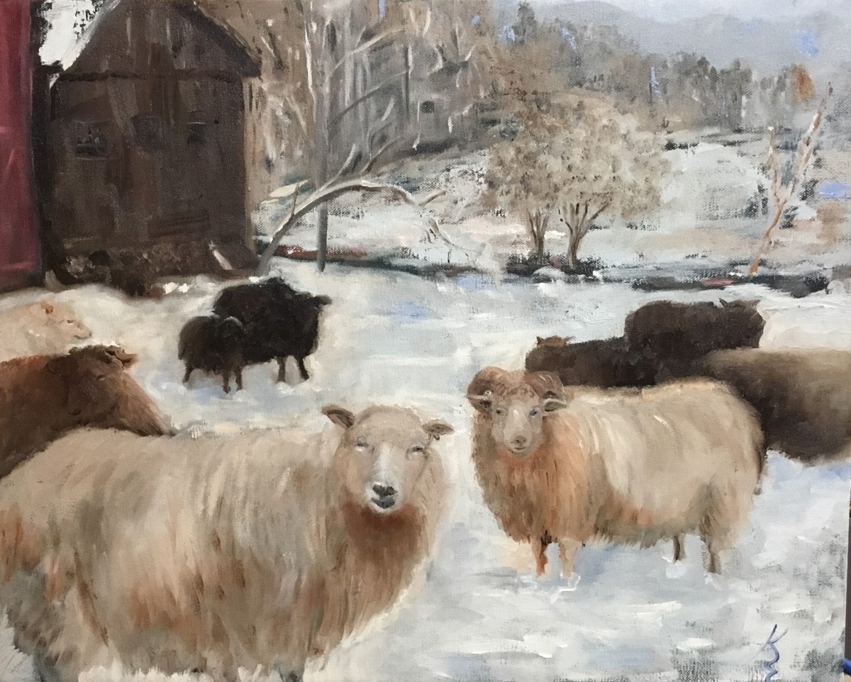 Winter Sheep at Hillstead by Kate Emery 