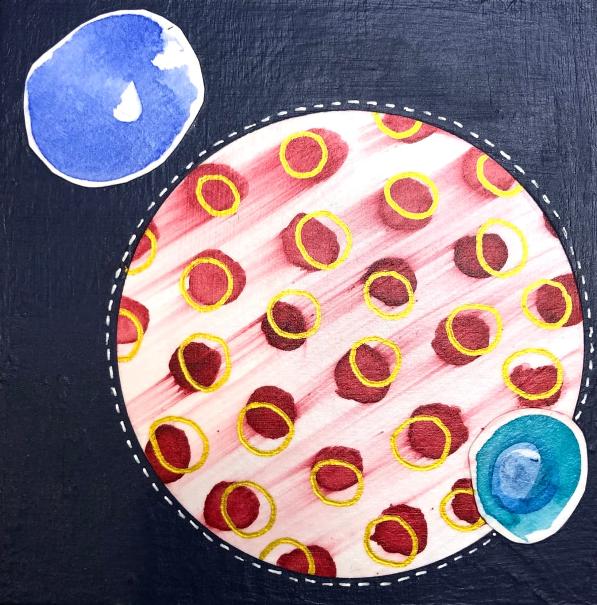 Dots 63, Navy + White, Red  & Blue by Suzanne Gibbs, Image 1.