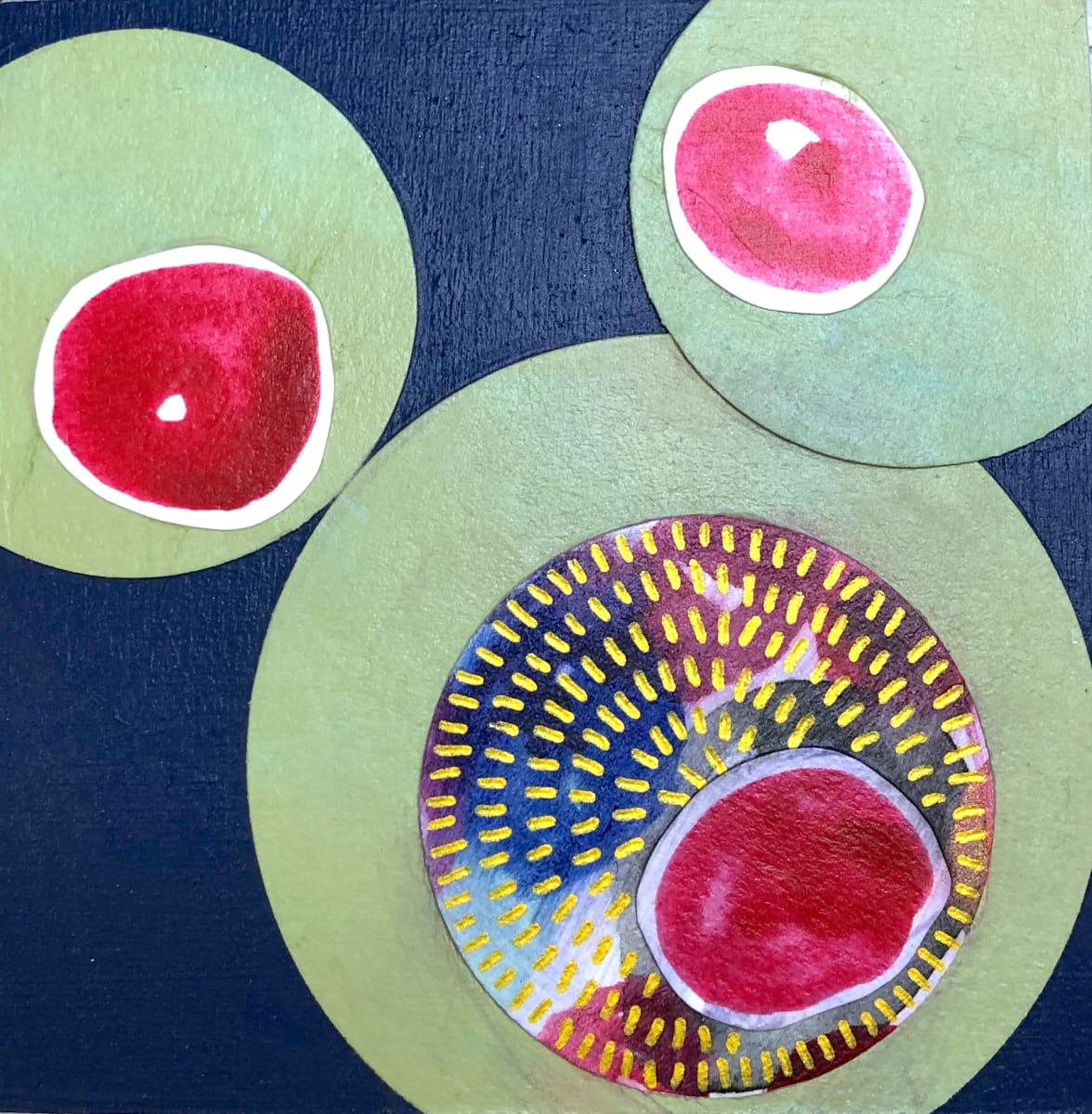 Dots 62, Navy + Moss & Red by Suzanne Gibbs, Image 2.