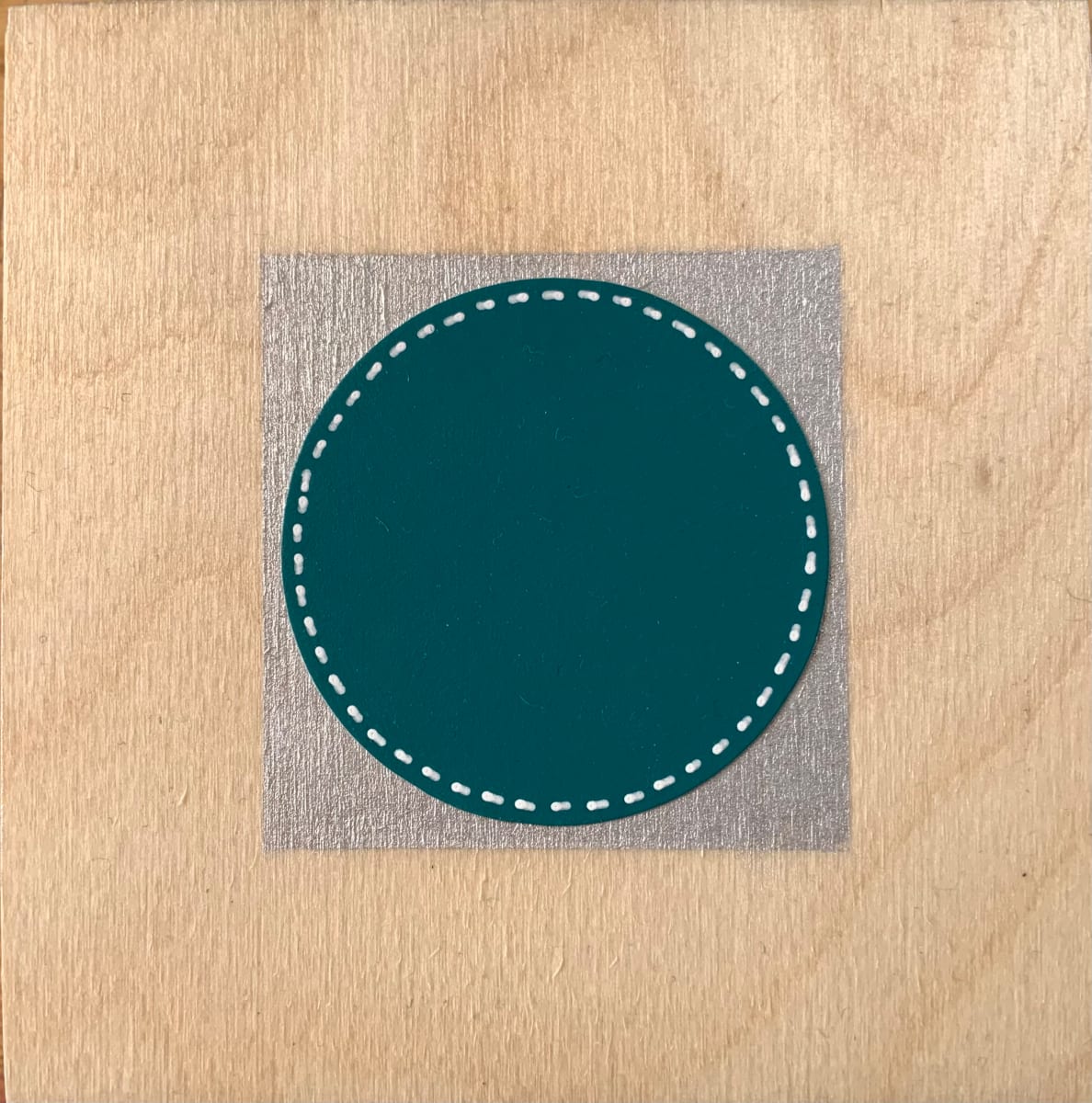 Dots 35, Wood + Silver & Teal  Image: Dots 35, Wood + Silver & Teal | Small Collage Art