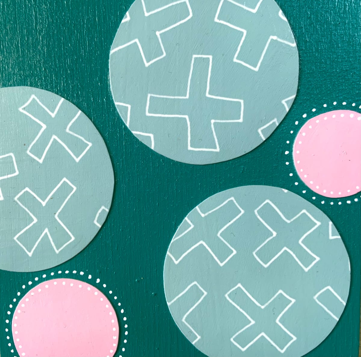 Dots 37, Teal + Baby Blue Pattern & Pink  Image: Dots 37, Teal + Baby Blue Pattern & Pink