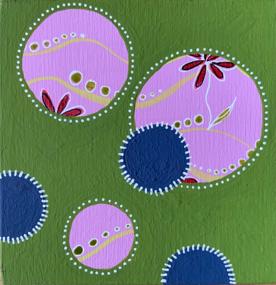 Dots 43, Olive + Pink Pattern & Navy  Image: Dots 43, Olive + Pink Pattern & Navy Painting