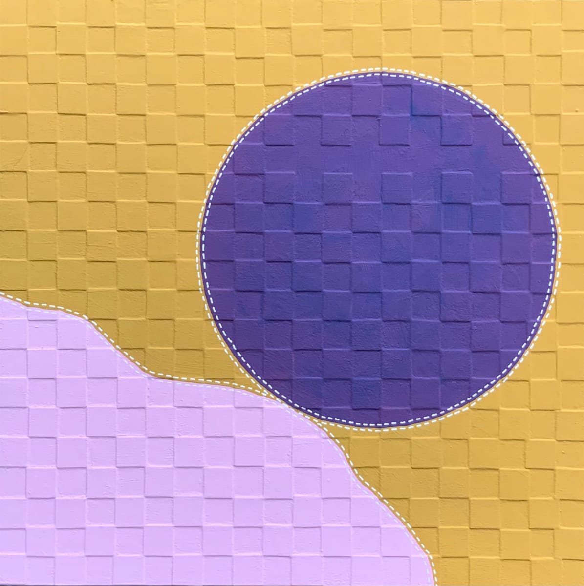 Dots 54, Ochre + Pink & Purple by Suzanne Gibbs  Image: Dots 54, Ochre + Pink & Purple Painting