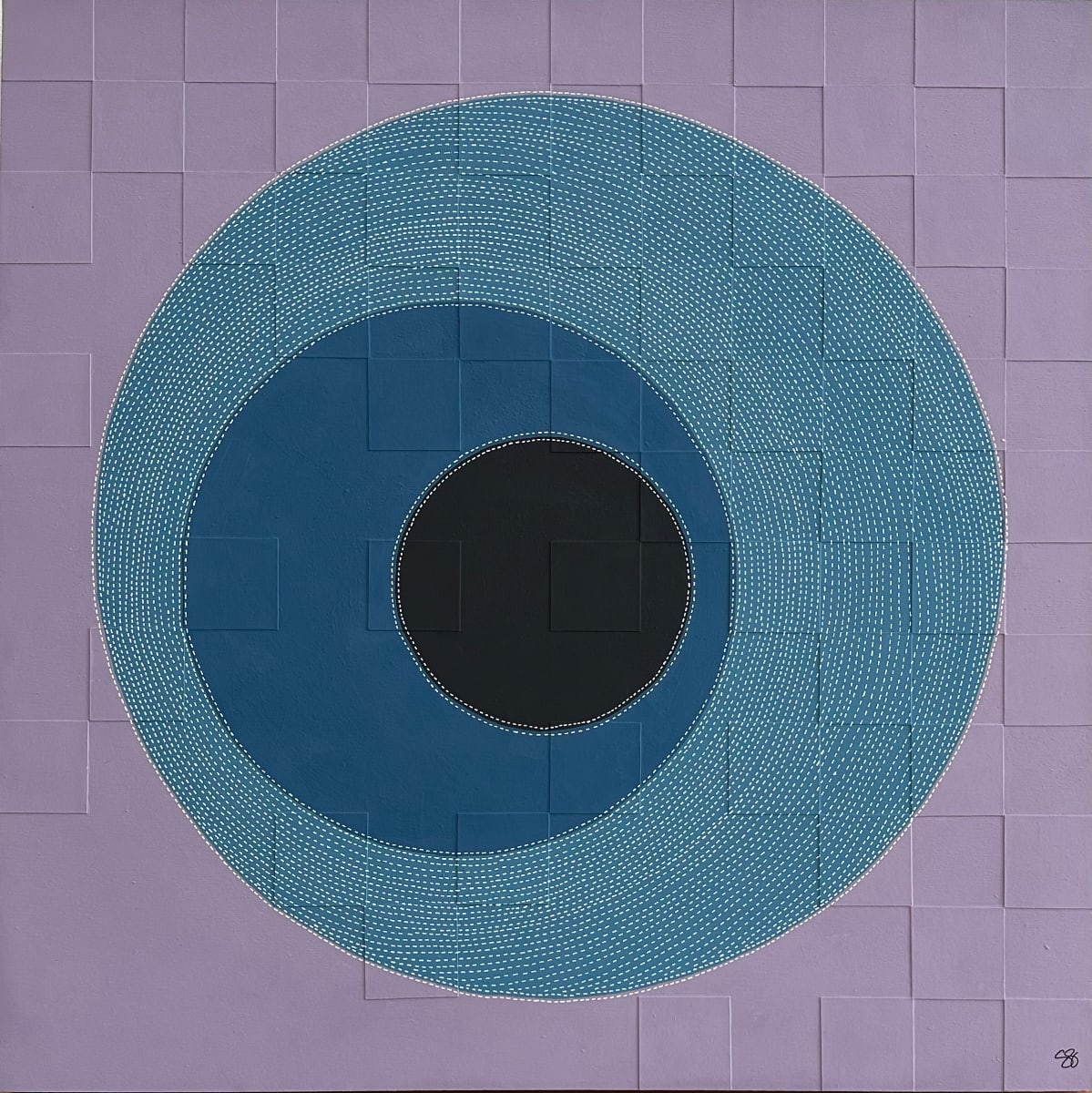 Dots 70, Lavender, Teal + Black by Suzanne Gibbs  Image: Dots 70, Lavender, Teal + Black Painting