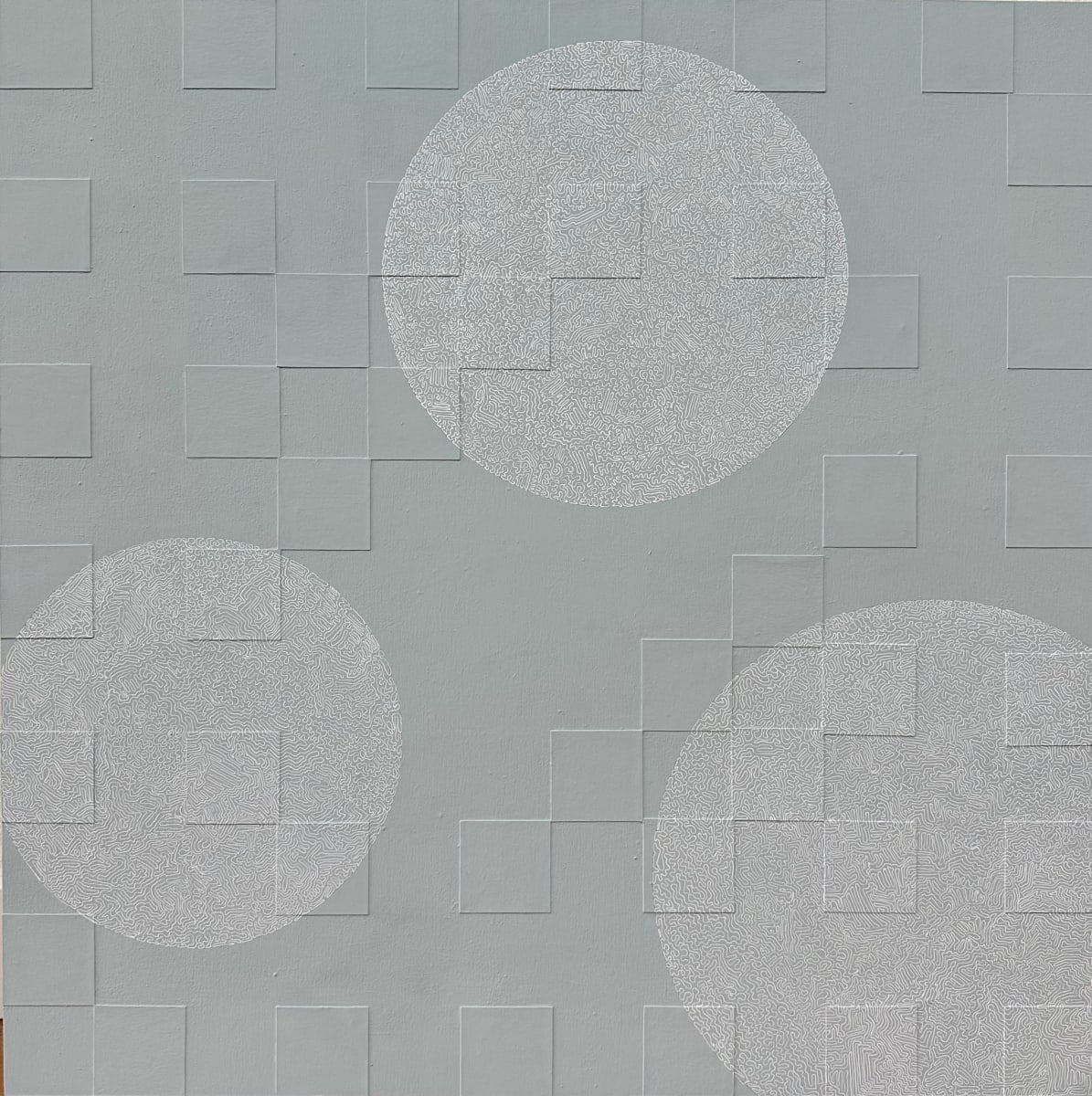 Dots 71, Pale Blue + Squiggle by Suzanne Gibbs  Image: Dots 71, Pale Blue + Squiggle Painting