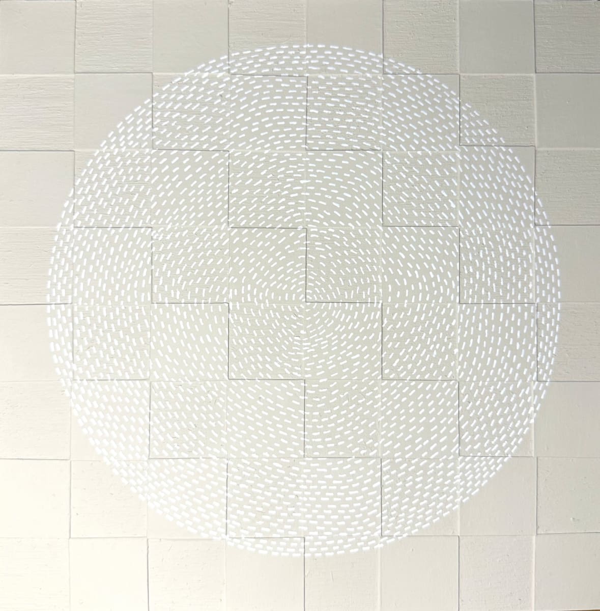 Dots 73, Cream + White Dashes by Suzanne Gibbs  Image: Dots 73, Cream + White Dashes Painting