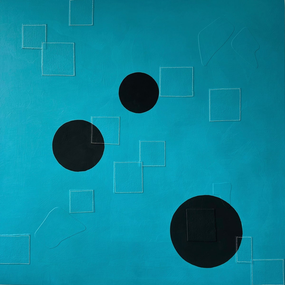 Dots 79, Teal + Black & Boxes by Suzanne Gibbs  Image: Dots 79, Teal + Black & Boxes Painting