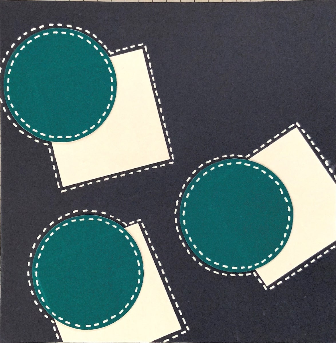 Dots 19, Navy + White Squares & Teal by Suzanne Gibbs 