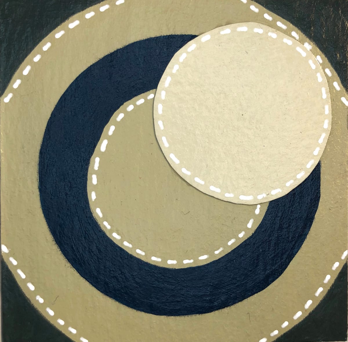 Dots 12, Overlapping Moss + Forest, Navy & Cream 