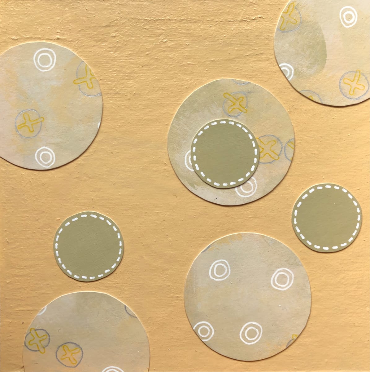Dots 24, Yellow + Cream Pattern & Moss by Suzanne Gibbs 
