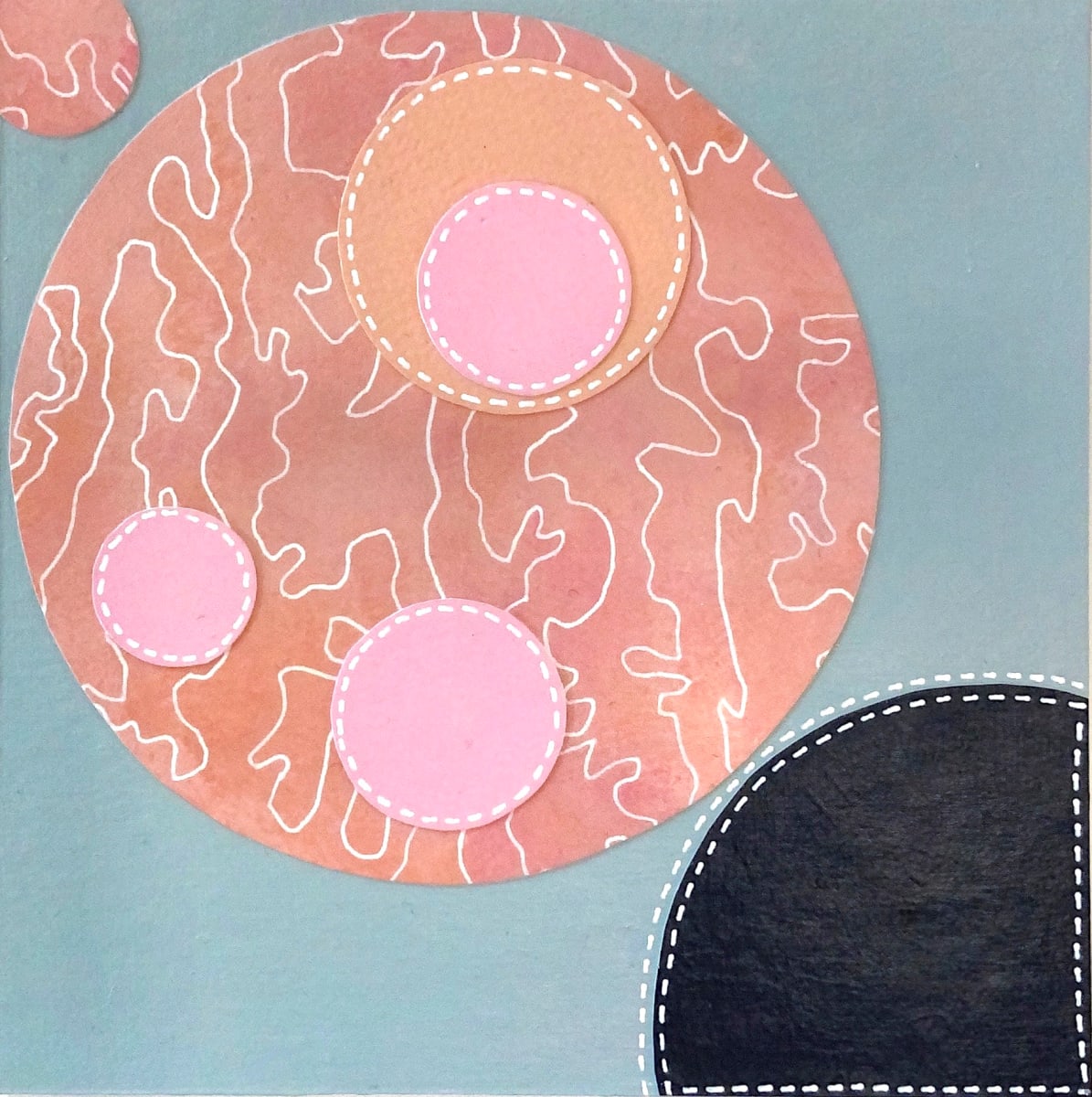 Dots 25, Blue + Salmon Pattern, Navy & Pink by Suzanne Gibbs 