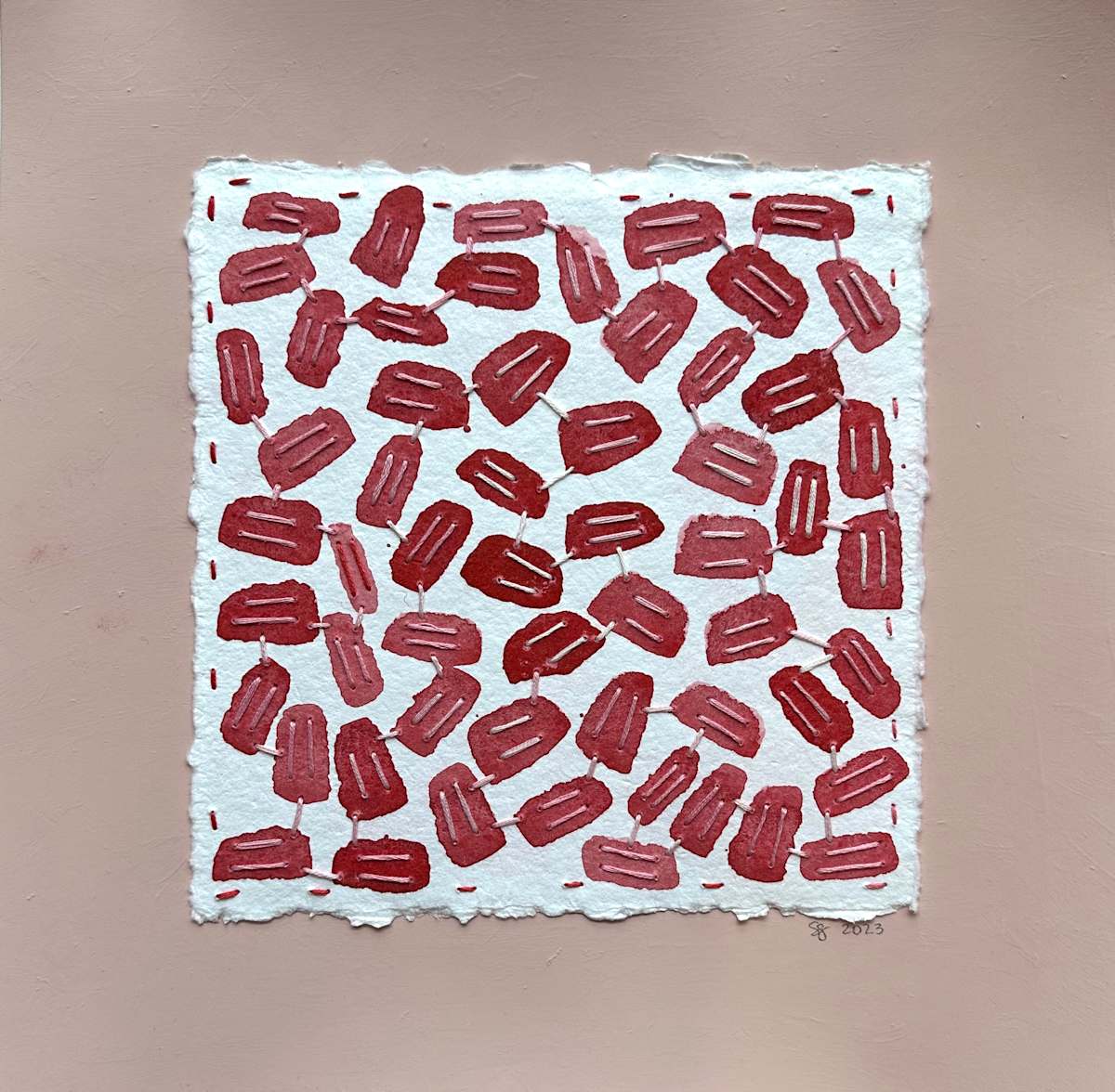 Stitch & So #1 Red Nail Map by Suzanne Gibbs, Image 1.