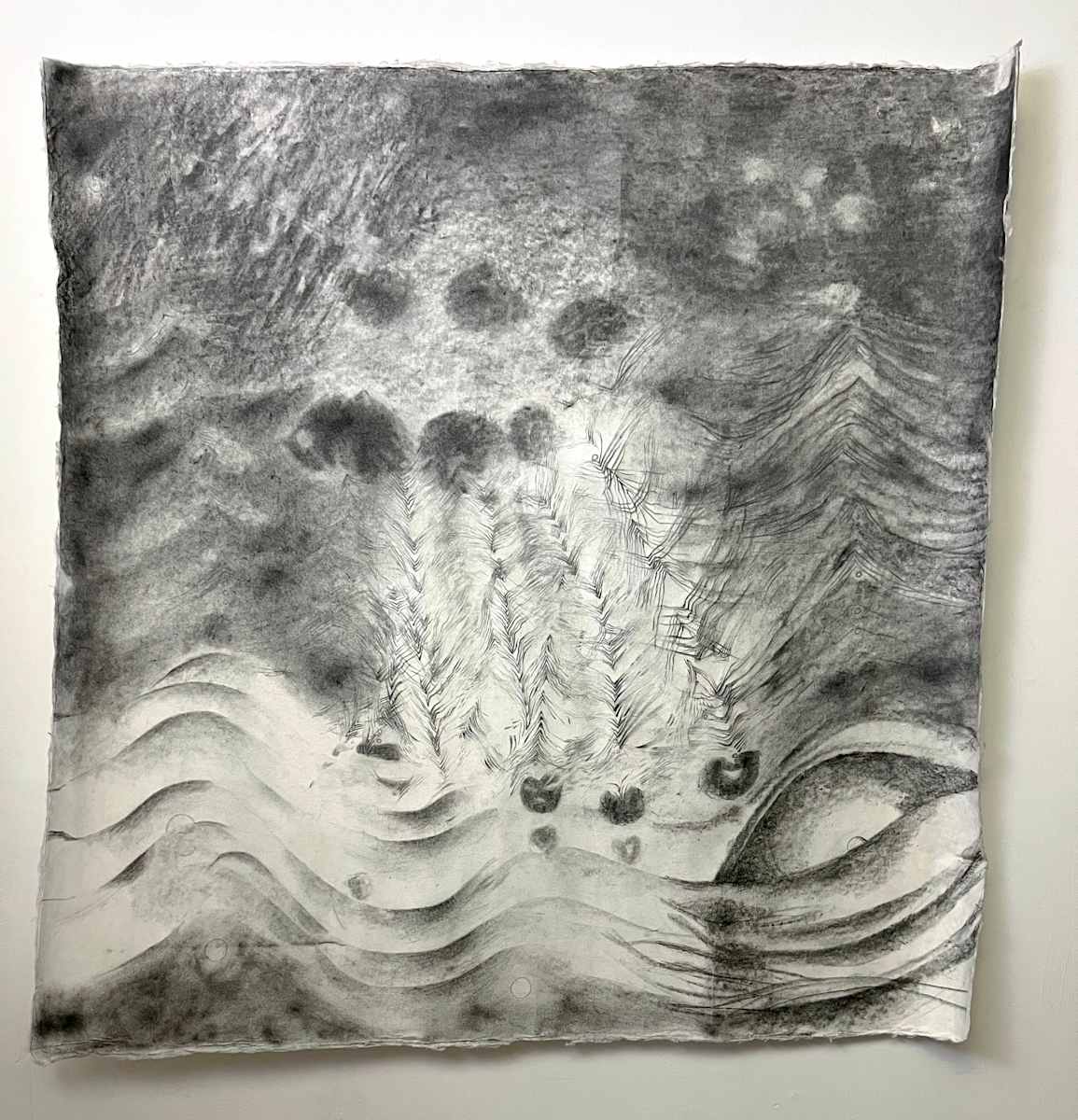 Song makes the ocean by Sarah Valeri  Image: Drawing exploration of echolocation, vibrations that are seeking create space