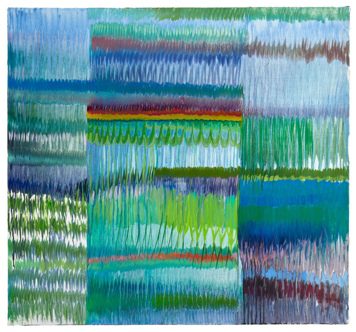 Drip Grid, Blue Green Weave by Linda Price-Sneddon 