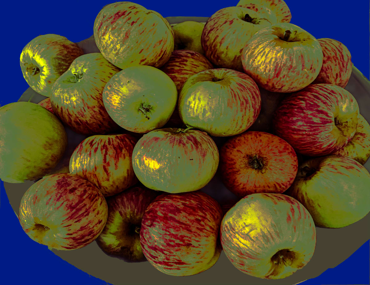 Apples by Barbara Jacobs  Image: Apples on a plate. Reflecting light. 