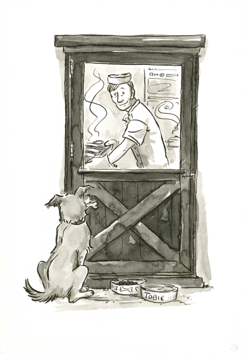 Pavel's Dog Waiting at Kitchen Door  Image: ©Leanne Franson, "Le Chien de Pavel"