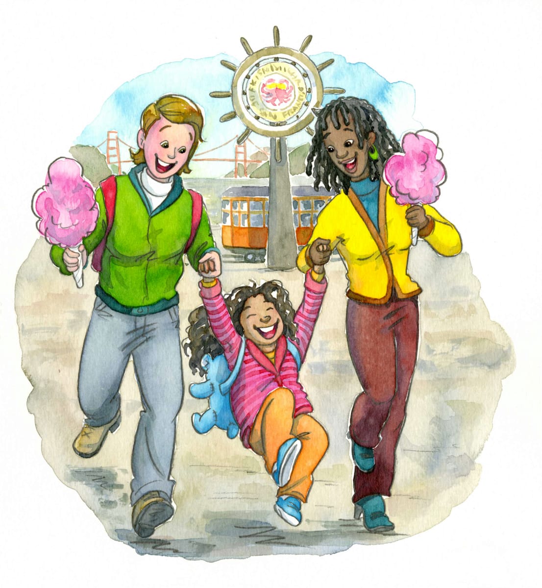 Two Moms with Cotton Candy  Image: Rainbow Rumpus magazine, out at the fair