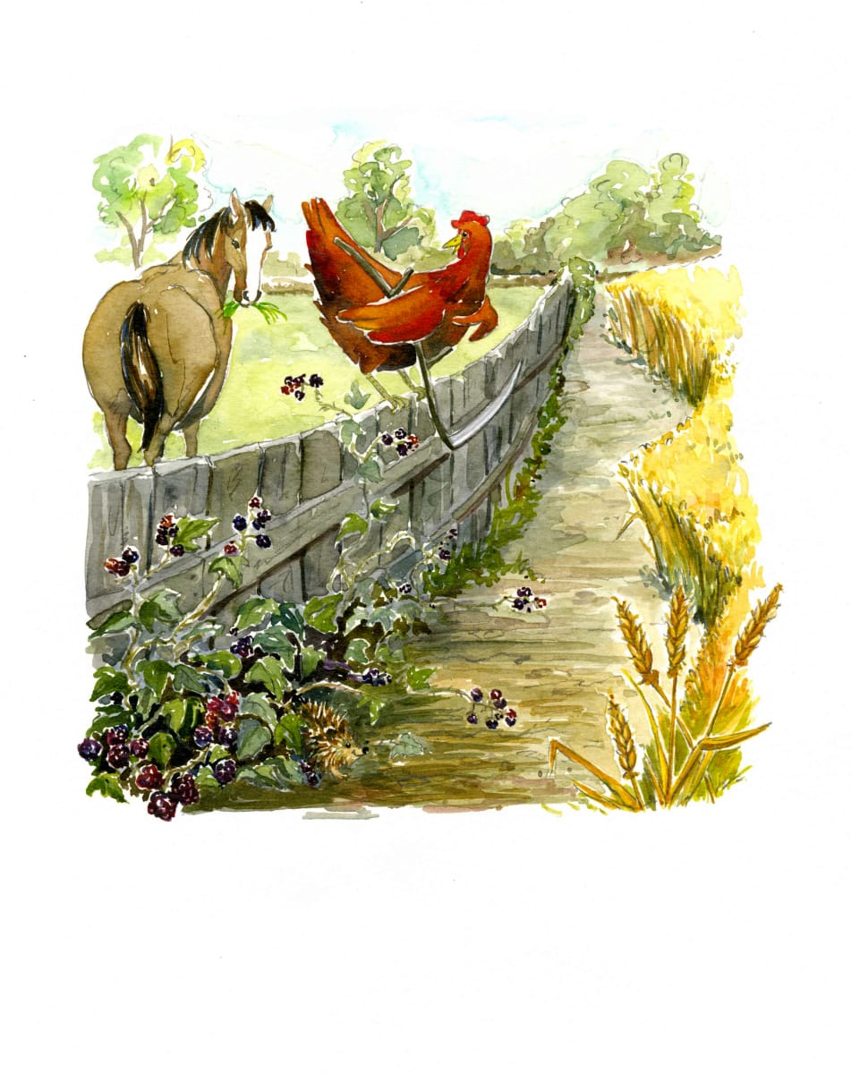 The Little Red Hen : I will harvest it myself  Image: I will harvest it myself.
The Little Red Hen, p11 cropped