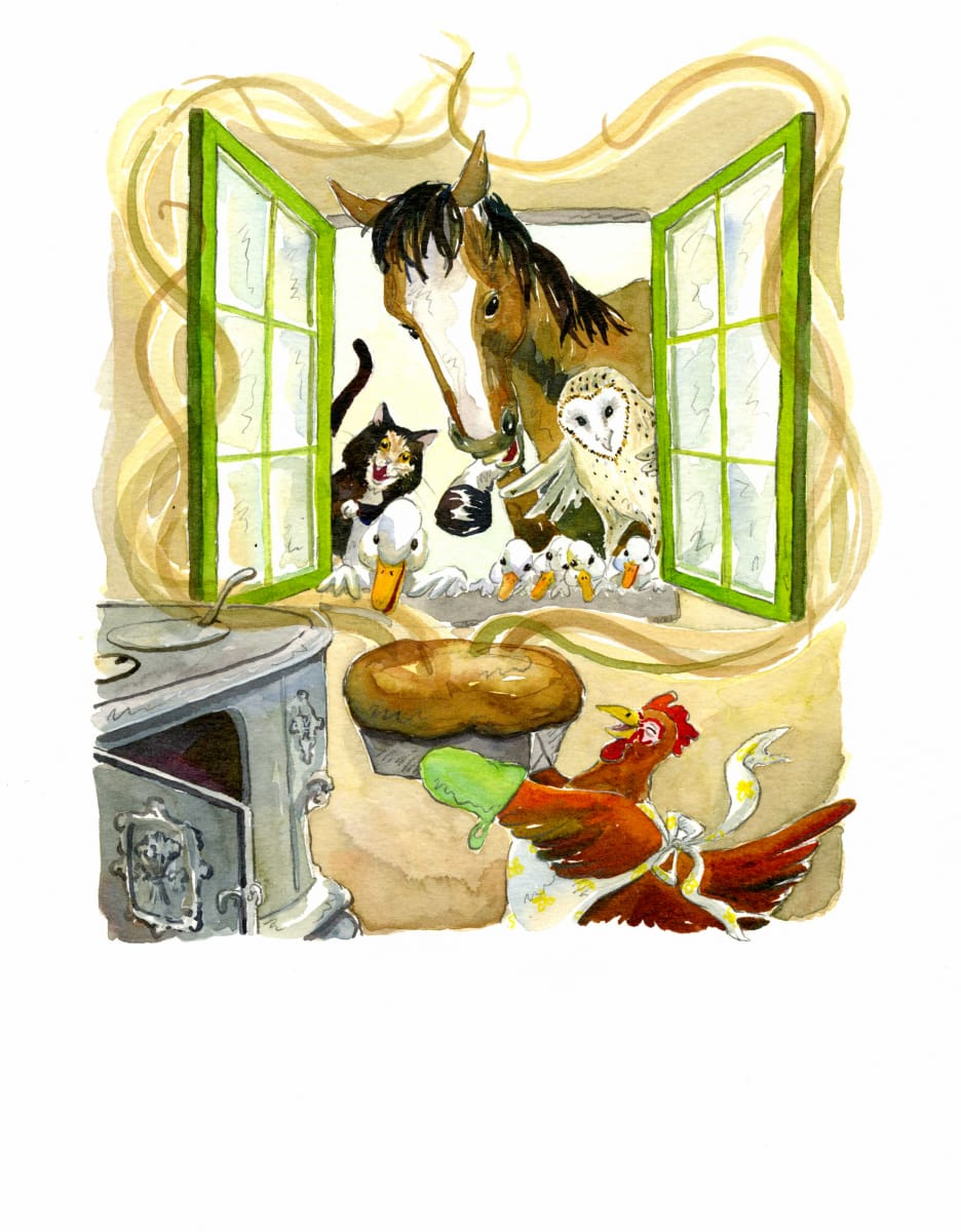 The Little Red Hen: Who will help me eat the bread?  Image: Who will help me eat the bread?
Cropped, p21