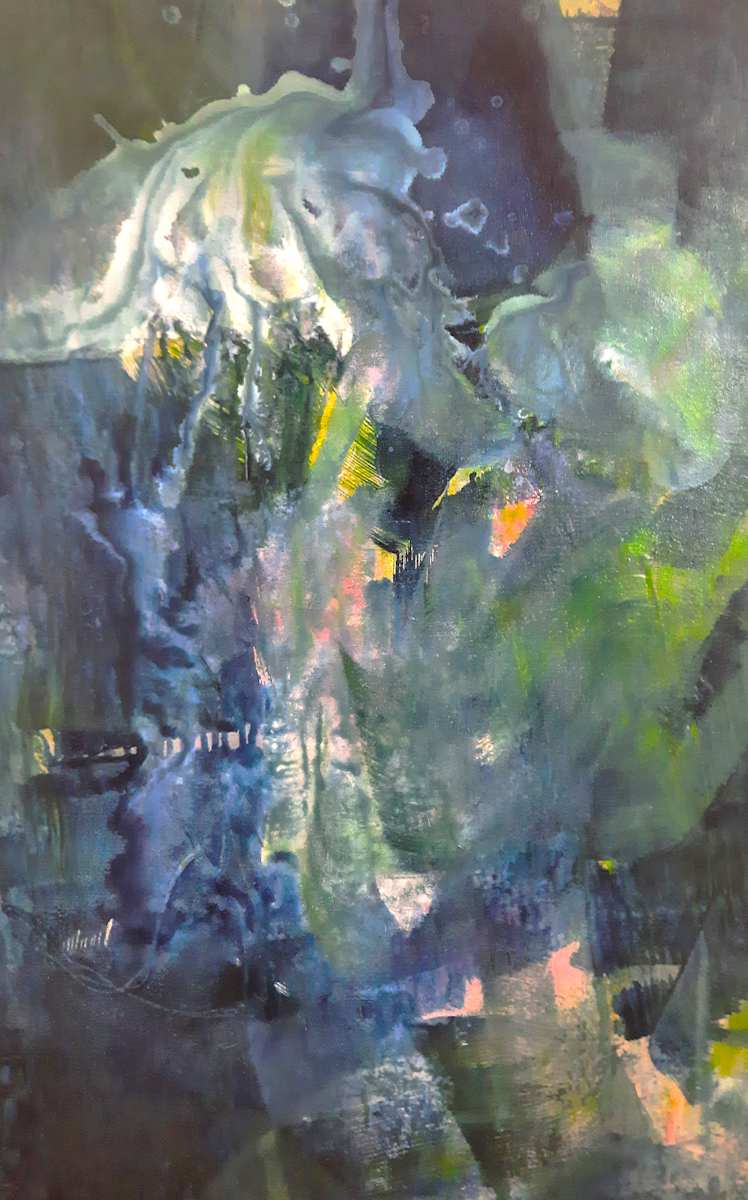 Abyssal by Danielle Doucet  Image: FR (alt) : Peinture abstraite Abyssal de Danielle Doucet, inspirée des profondeurs marines, 24 x 36 po – bleu nuit, vert d’eau, mystère, introspection
EN (alt) : Abyssal abstract painting by Danielle Doucet, 24 x 36 in – deep sea-inspired, mystery, discovery, ocean atmosphere