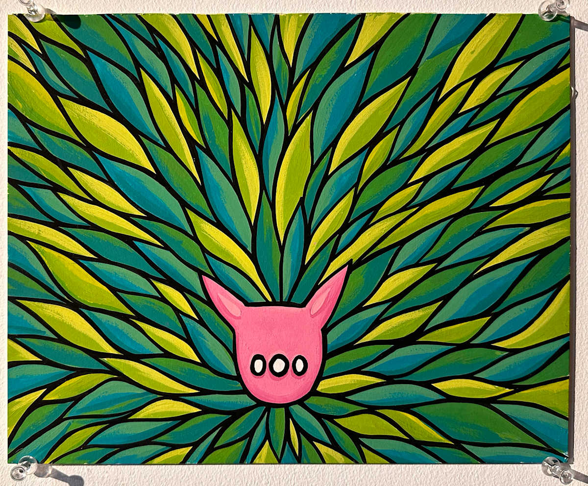 Pink Leaf Cat by Melanie Mandl 