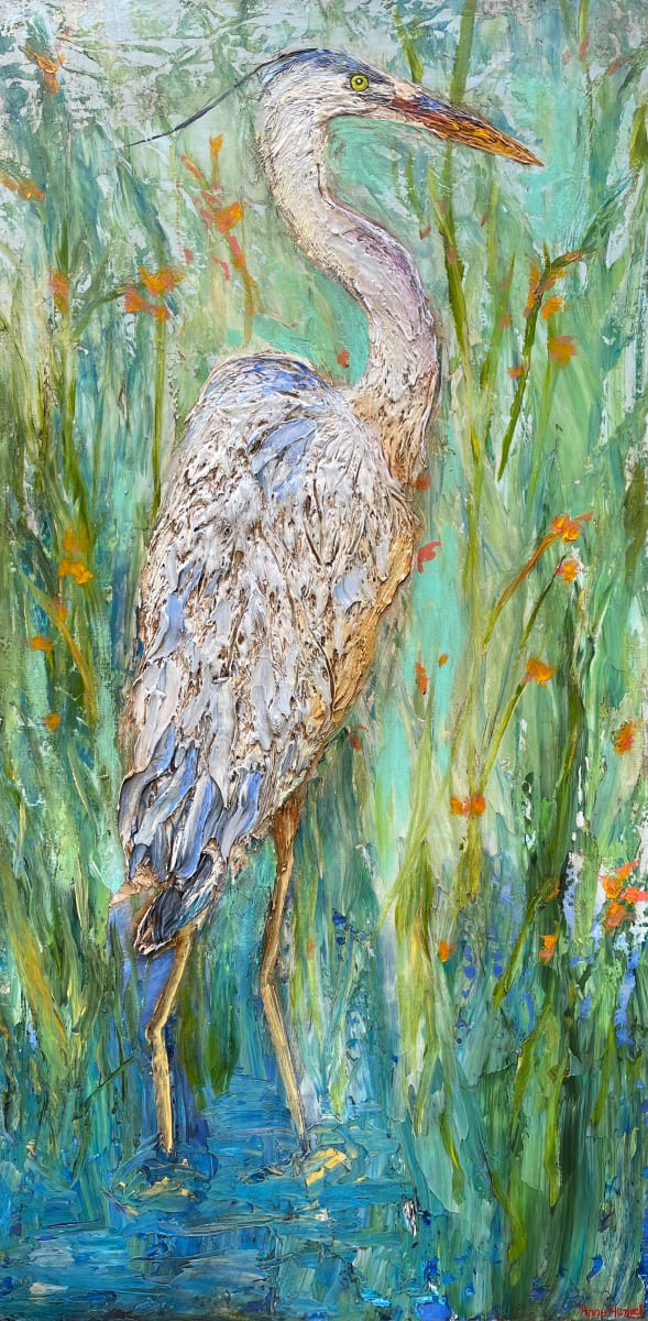 Heron In Swamp by Anne Hempel 