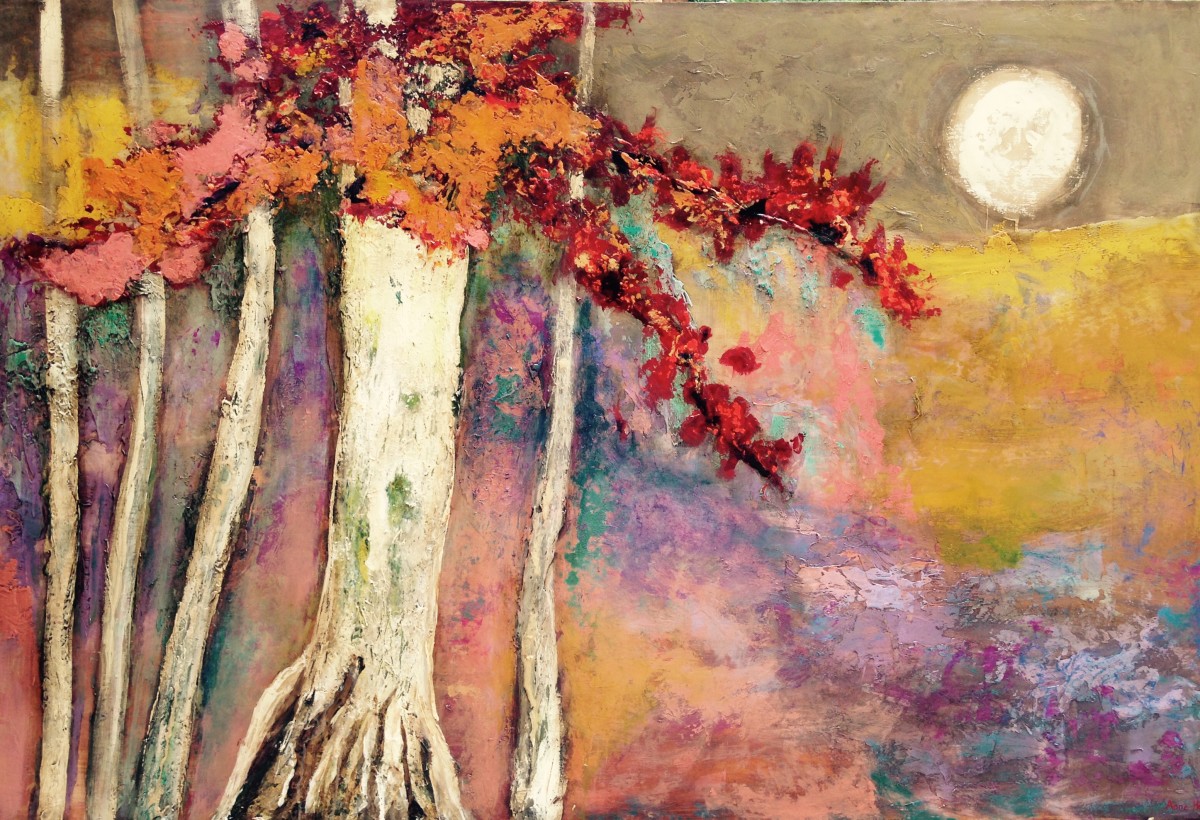 Fall, Cypress, Moon by Anne Hempel 