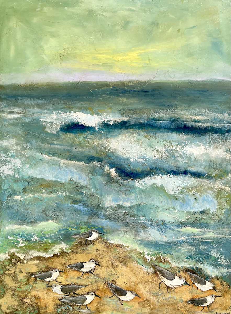 Seagulls on the Beach by Anne Hempel 