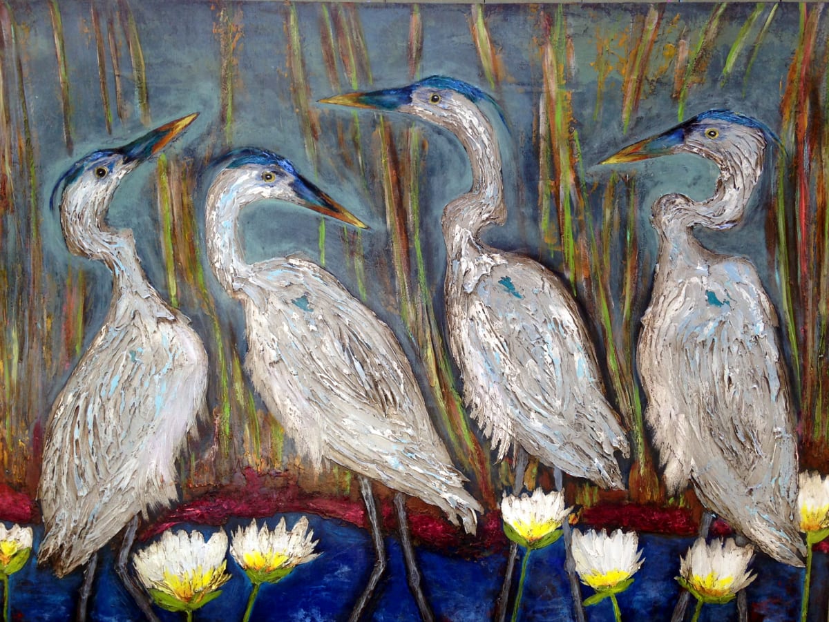 Herons in the Mist by Anne Hempel 