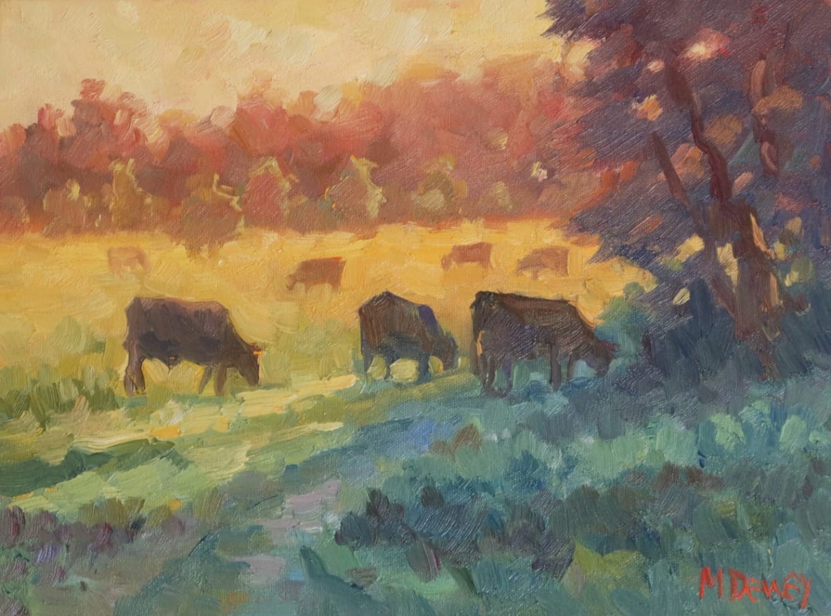 Sunset Field with Cows by Malcolm Dewey 