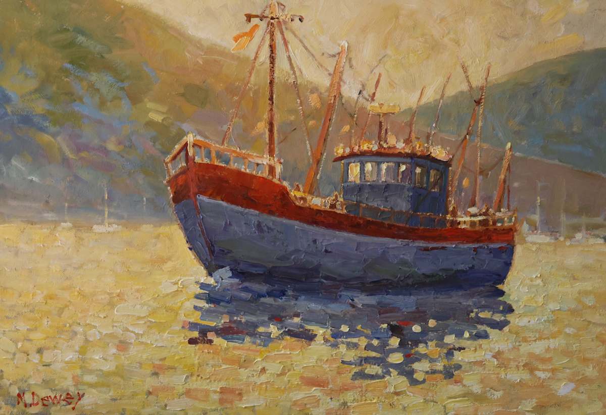 Fishing Boat at Sunset by Malcolm Dewey, Image 1.