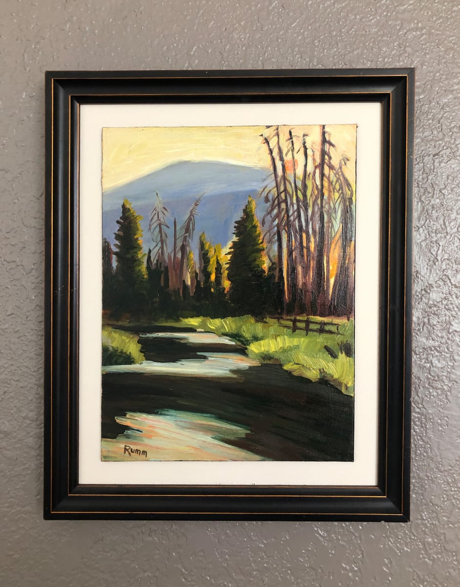 Sunset, Rocky Mtn Park, en plein air by Faith Rumm 