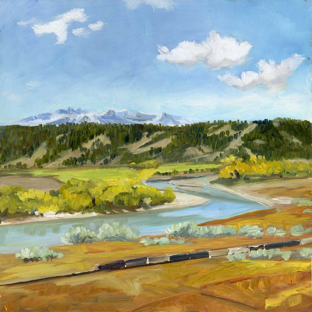 View from Columbus, Yellowstone River and Train by Faith Rumm, Image 1.