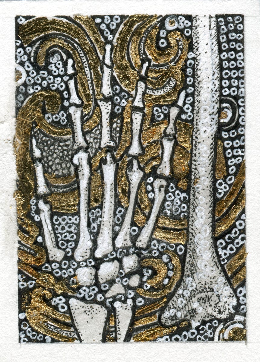 Hand and Arm Bones by Julie Peterson Shea  Image: This was a study of bones with the added whimsy of patterns and swirls.