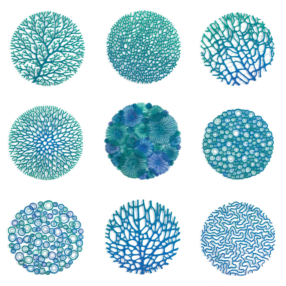 Coral Grid - Large Circles (individually framed) 