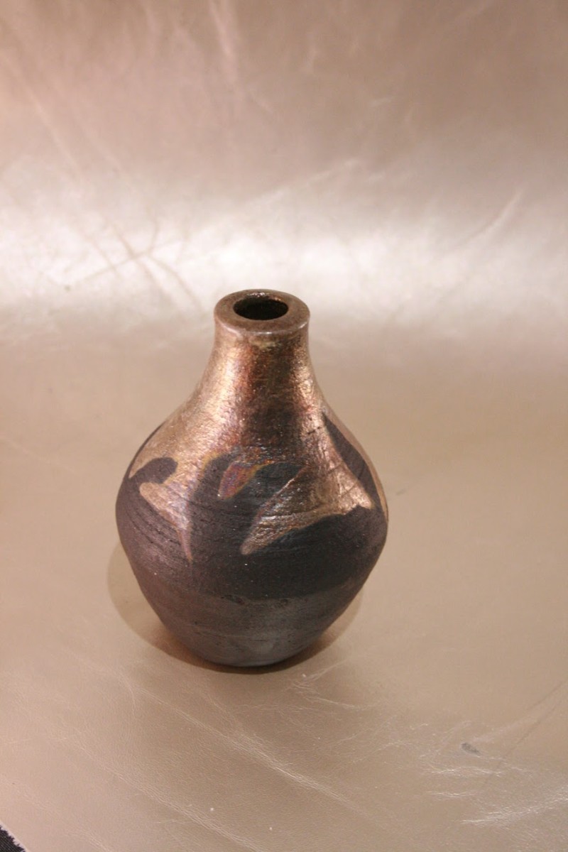 Gold Raku 12 by Wilhelmina Ceramics 