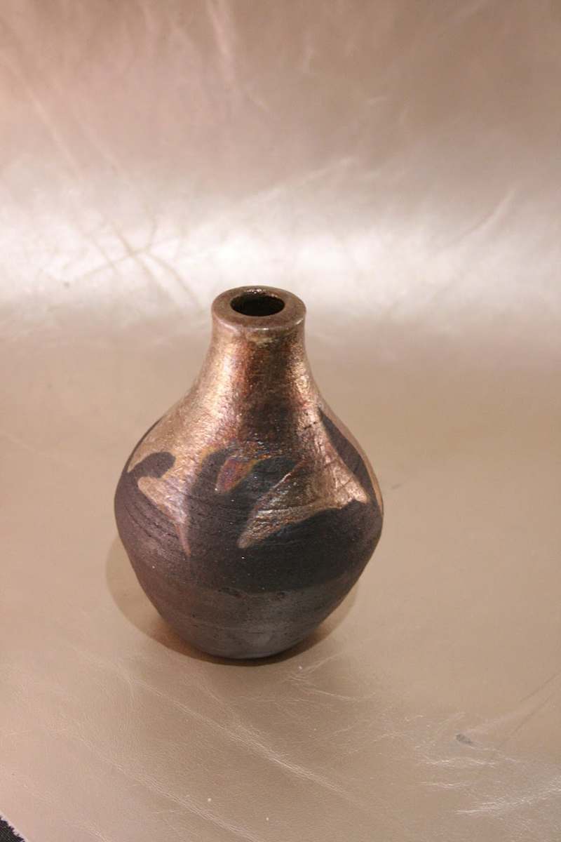 Gold Raku 12 by Wilhelmina Ceramics, Image 1.