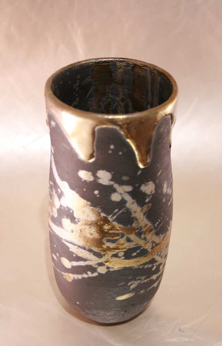 Gold Raku 01 by Wilhelmina Ceramics, Image 3.