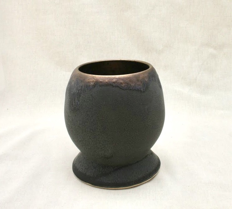 Black Vase with Gold by Wilhelmina Ceramics 