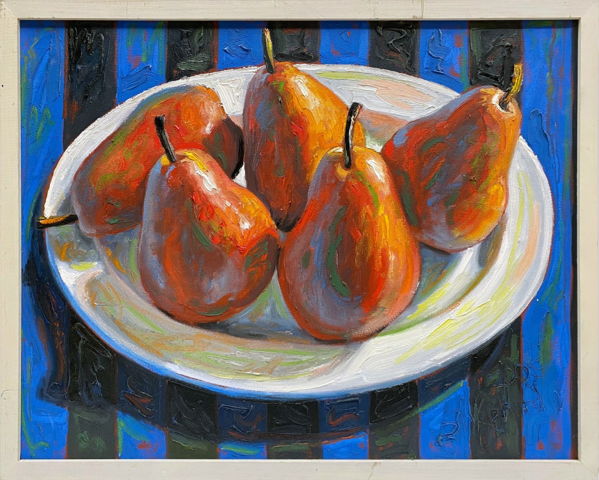 0889 - Red Pears on Blue Stripes 
