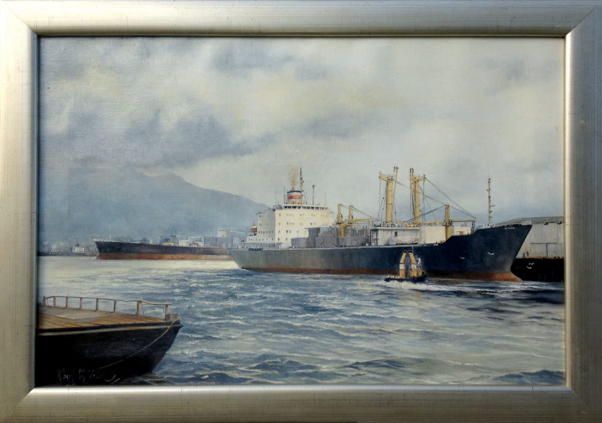 0952 - Untitled ( Docked Cargo Ship) by Robert McVittie (1935 - 2002) 