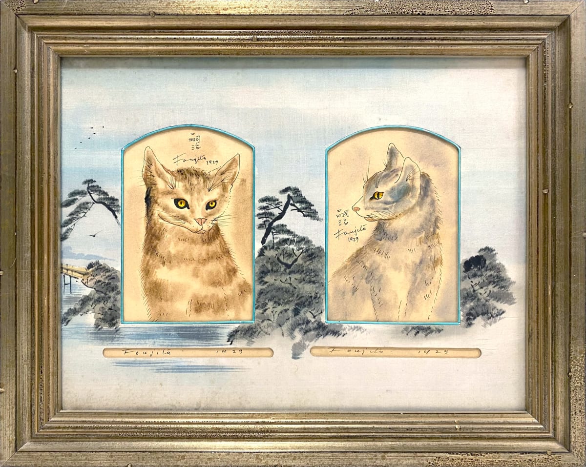 2209 - Portrait of Two Cats ( Diptych) by Tsuguharu FOUJITA (1886 - 1968) 