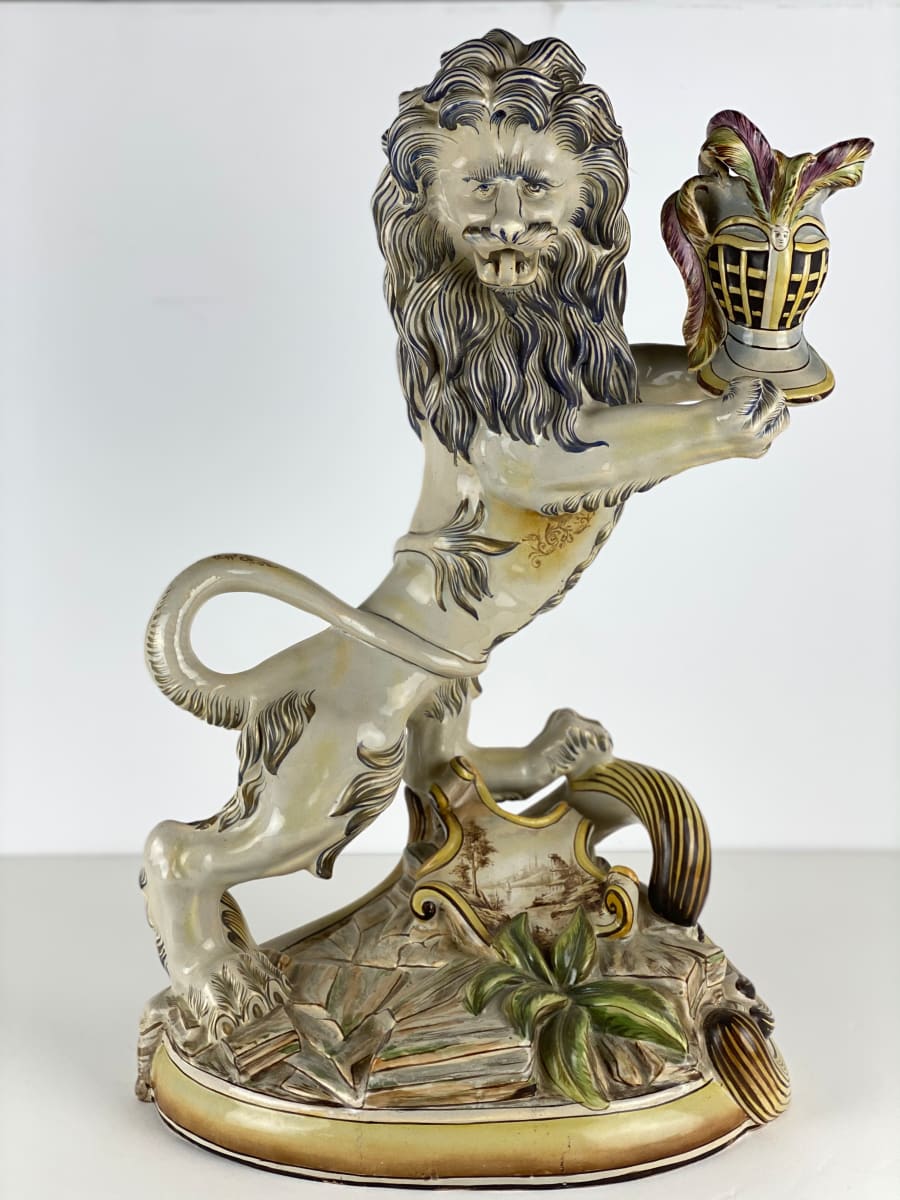 5156 - Porcelain Emile Galle Lion  Sculpture 