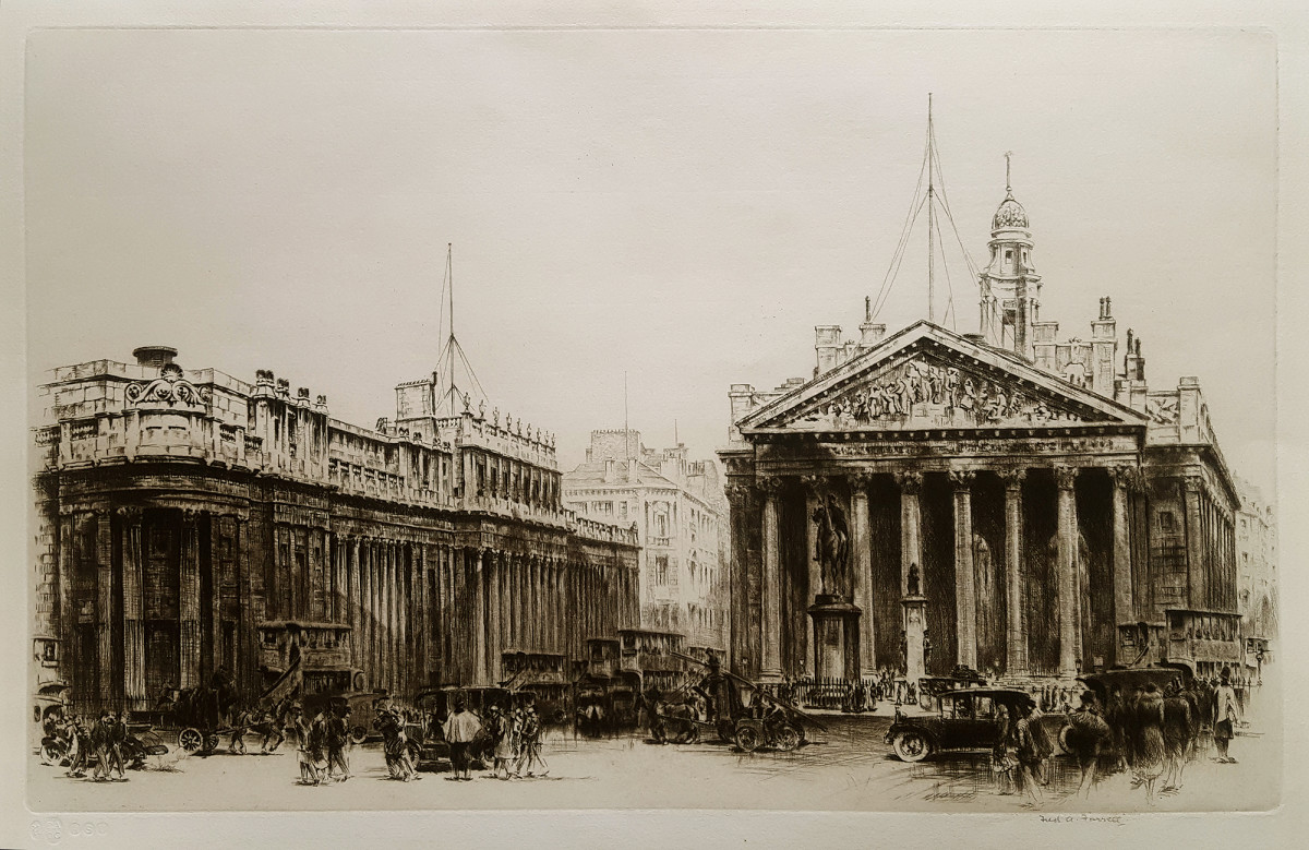 2967 - The Royal Exchange by Frederick Arthur Farrell (1881-1935) 