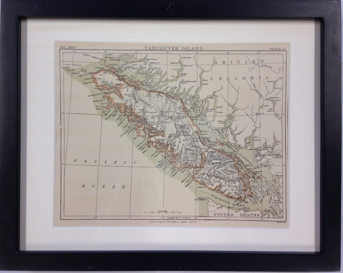 2635 - Map of Vancouver Island (From Encyclopedia Brittanica, 9th Edition) by J. Bartholomew 