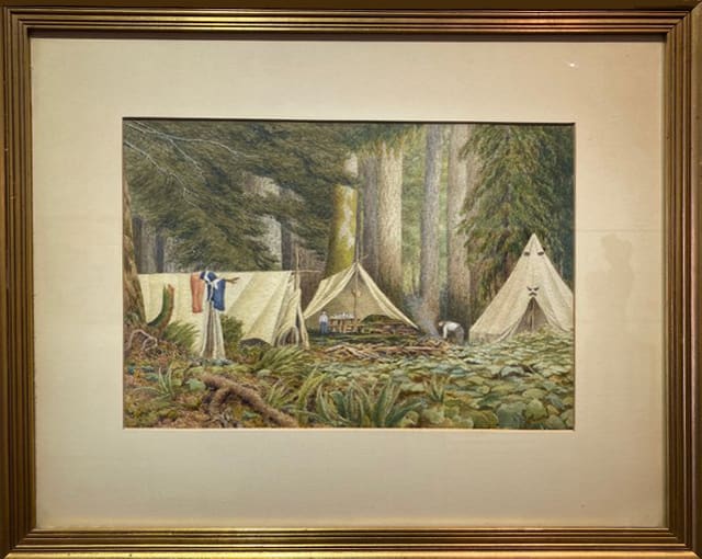 3065 - Untitled - Campsite by Ernest John HUTCHINS ( c. 1880 - 1935 ) 